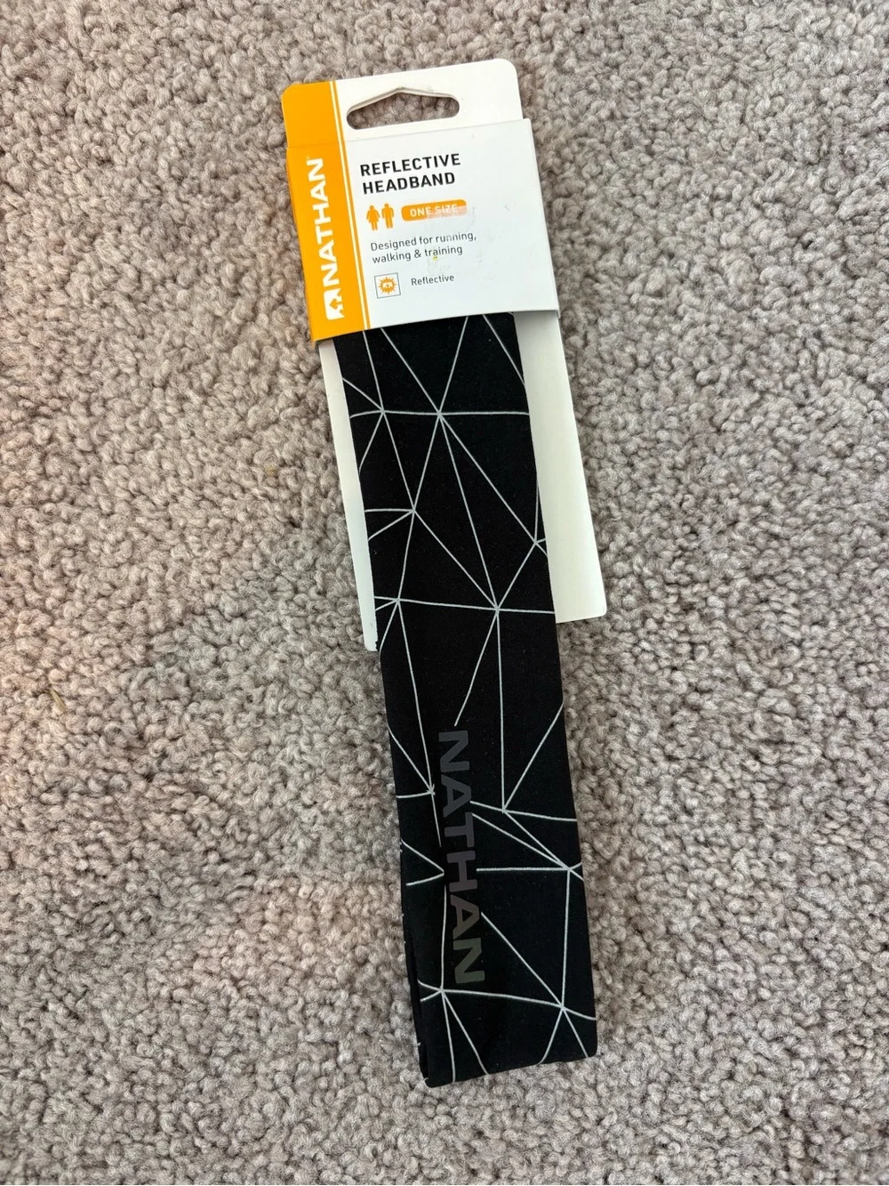 Black Geometric Reflective Performance Headband for Sports